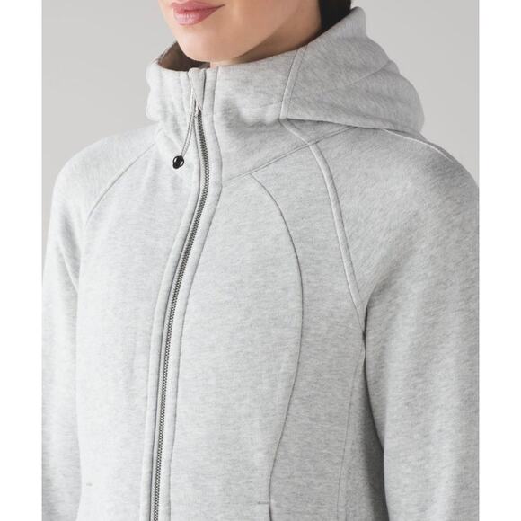 Lululemon Scuba Hoodie Cotton Full Zip Fleece in "Heathered Vapor" Gray Size 6 - Picture 3 of 14